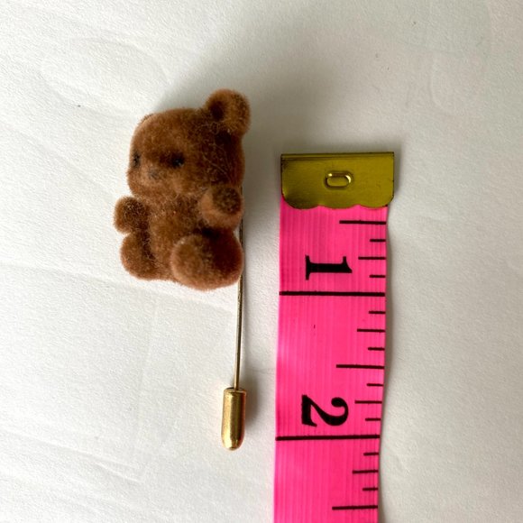 Vintage 1980s Fuzzy Teddy Bear Stick Pin Brooch - Picture 8 of 8